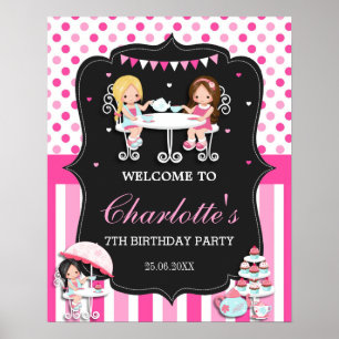 Póster Cartel de bienvenida de cumpleaños de fiesta de té