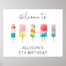 Cartel de bienvenida de cumpleaños de helado de pa