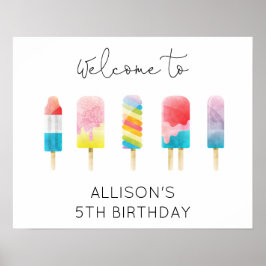Póster Cartel de bienvenida de cumpleaños de helado de pa