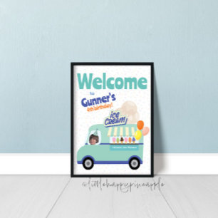 Póster Cartel de bienvenida de cumpleaños de Ice Cream Tr