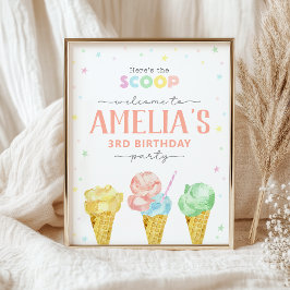 Póster Cartel de bienvenida de cumpleaños de Pastel Ice C
