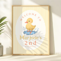 Cartel de bienvenida de cumpleaños de patito paste