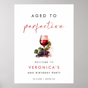 Póster Cartel de bienvenida de cumpleaños de vino envejec
