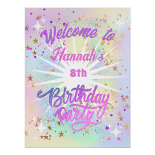 Póster Cartel de bienvenida de cumpleaños del chica