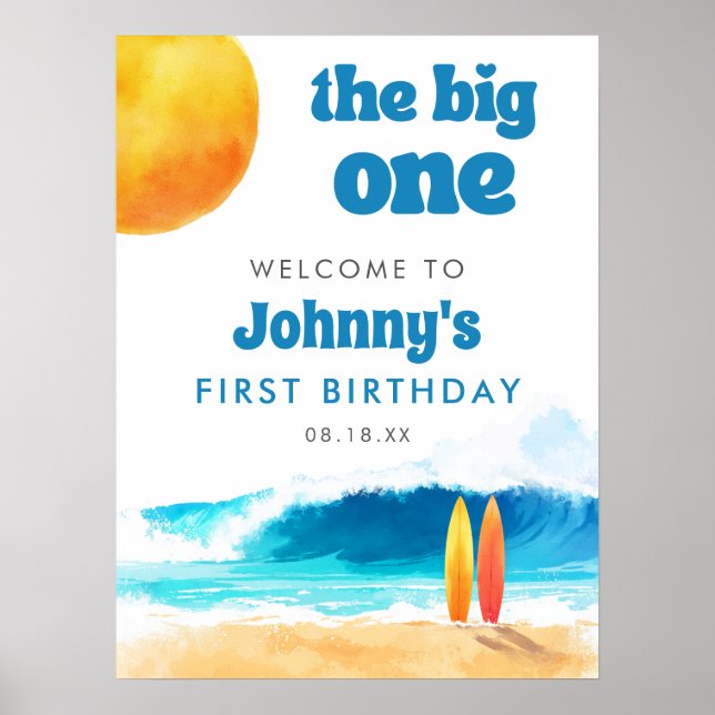 Póster Cartel de bienvenida de cumpleaños en la playa de  (Frente)
