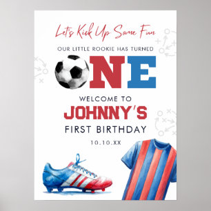 Póster Cartel de bienvenida de cumpleaños número 1 de fút
