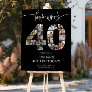 Póster Cartel de bienvenida de cumpleaños número 40 negro