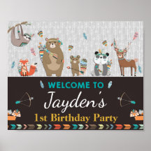 Cartel de bienvenida de cumpleaños para animales d