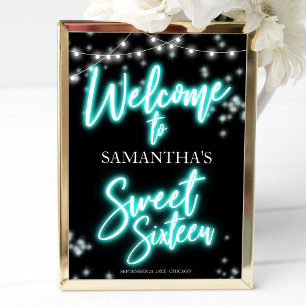 Póster Cartel de bienvenida de cumpleaños Sweet 16 con br