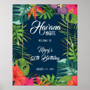 Póster Cartel de bienvenida de cumpleaños tropical de las