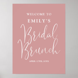 Póster Cartel de bienvenida de desayuno nupcial con guion