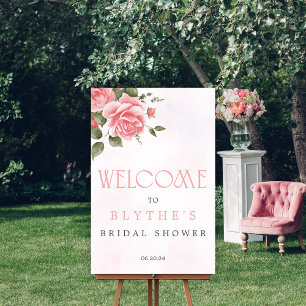 Póster Cartel de bienvenida de desayuno nupcial floral ro