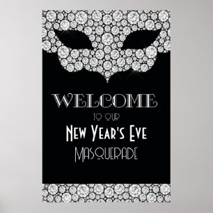 Póster Cartel de bienvenida de diamantes de Nochevieja co