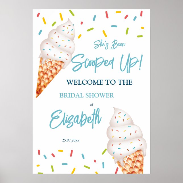 Póster Cartel de bienvenida de ducha de novia con helado  (Frente)