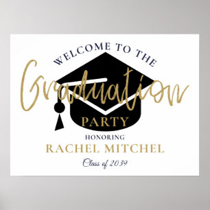 Póster Cartel de bienvenida de fiesta de graduación con l