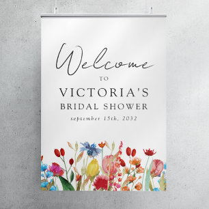 Póster Cartel de Bienvenida de Flores Silvestres en Acuar