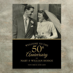 Póster Cartel de bienvenida de foto de boda de aniversari