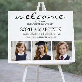 Póster Cartel de bienvenida de graduación con 3 fotos mod