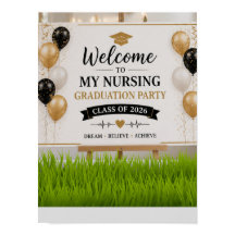 Cartel de bienvenida de graduación de enfermería e
