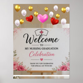 Póster Cartel de bienvenida de graduación de enfermería f