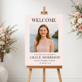 Póster Cartel de bienvenida de graduación rosa moderno
