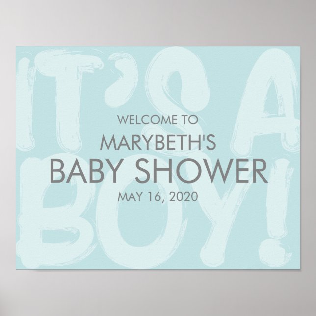Póster Cartel de bienvenida de Graffiti Blue Baby Shower (Frente)