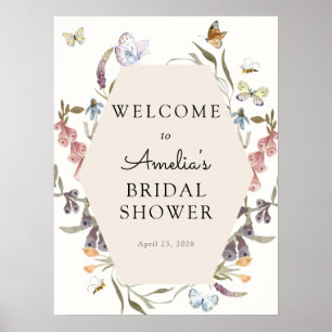 Póster Cartel de bienvenida de jardín de flores de maripo