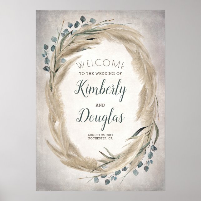 Póster Cartel de bienvenida de la Boda de la guirnalda de (Frente)