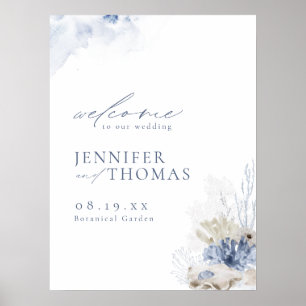 Póster Cartel de bienvenida de la boda de la playa de Cor