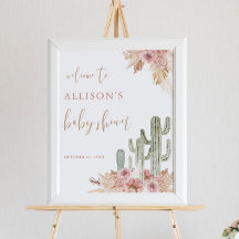 Cartel de bienvenida de la ducha de bebé de Cactus