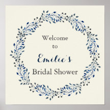 Cartel de bienvenida de la ducha nupcial floral ma