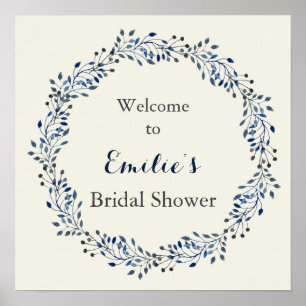 Póster Cartel de bienvenida de la ducha nupcial floral ma