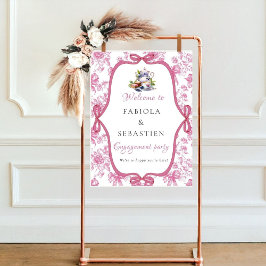 Póster Cartel de bienvenida de la fiesta de compromiso de