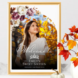Póster Cartel de bienvenida de la foto de Burgundy Fall S