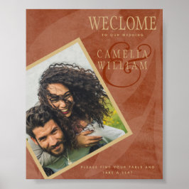 Póster Cartel de bienvenida de la foto de la boda de oro