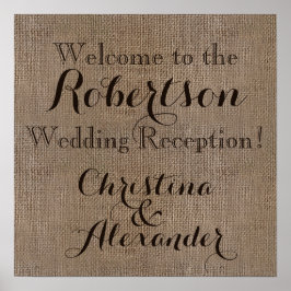Póster Cartel de bienvenida de la recepción de la boda de