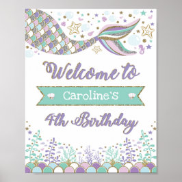 Póster Cartel de bienvenida de la sirena en el cuarto cum