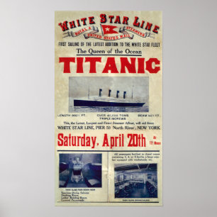 Póster Cartel de bienvenida de llegada del Titanic 20 de