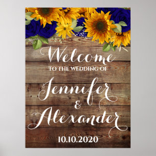 Póster Cartel de bienvenida de los Rosas de girasol y mar