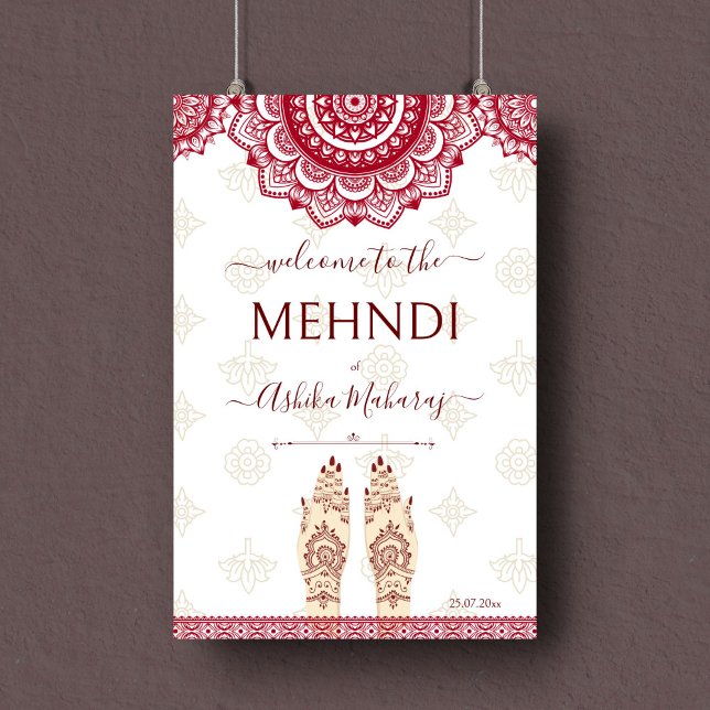 Póster Cartel de bienvenida de mehndi boda india marrones (Subido por el creador)