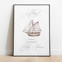 Cartel de bienvenida de Nautical Sailboat Baby Sho