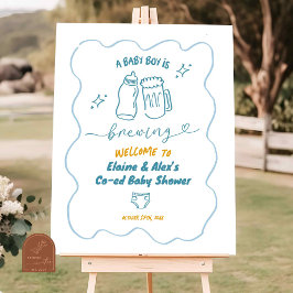 Póster Cartel de bienvenida de niño a bebé en camino dibu