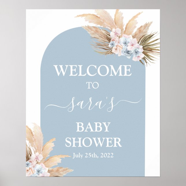 Póster Cartel de bienvenida de niño de Baby Shower Bohemi (Frente)