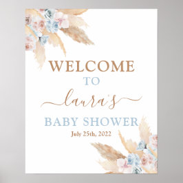 Póster Cartel de bienvenida de Pampas Grass Baby Shower B