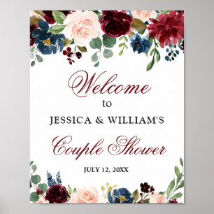 Póster Cartel de bienvenida de pareja con flores de color