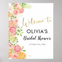 Cartel de bienvenida de Shower Nupcial de Toronjas