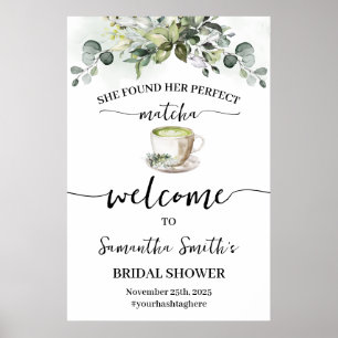 Póster Cartel de bienvenida de té matcha de eucalipto par