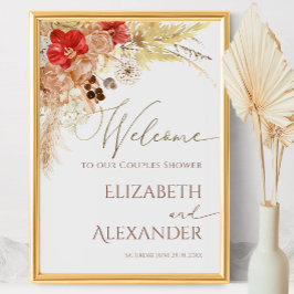 Póster Cartel de bienvenida de Terracotta Boho Floral Cou