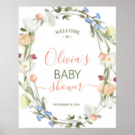 Póster Cartel de bienvenida de Wildflower Baby Shower