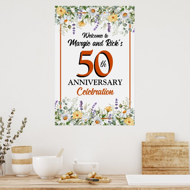 Póster Cartel de bienvenida del 50º aniversario, Flores s (Cocina)